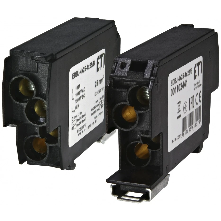 ETI EDBJ-4x25-4x25/B Dağıtım Bloğu 100A Siyah