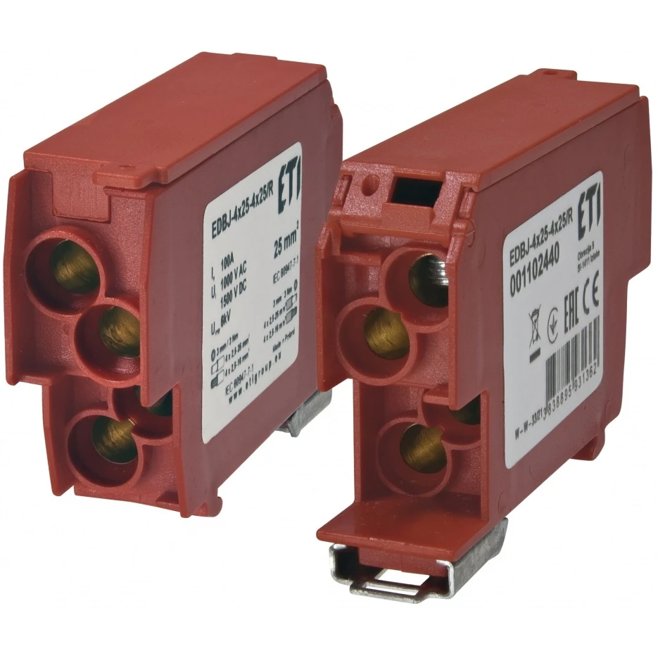 ETI EDBJ-4x25-4x25/R Dağıtım Bloğu 100A Kırmızı